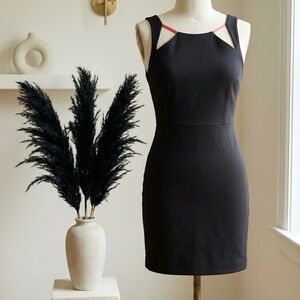 Zara| Trafaluc Black Backless Sleeveless MiniDress w/Hot Pink Accents Sz S